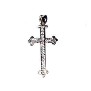 Genuine Diamond Gothic Cross Necklace Set in Sterling Silver